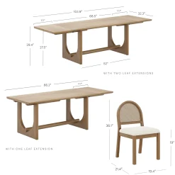 Extendable Mid-Century Rattan Dining Table Set (8 Chairs)