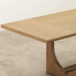 Extendable Mid-Century Seagrass Dining Table Set (6 Chairs)
