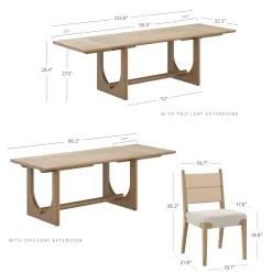 Extendable Mid-Century Seagrass Dining Table Set (8 Chairs)