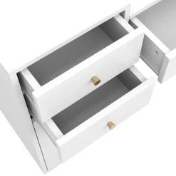 Farmhouse Wood Desk and End Table Bedroom Vanity Set