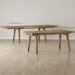 Farmhouse Wooden Dining Table with Leaf Extension Light Brown