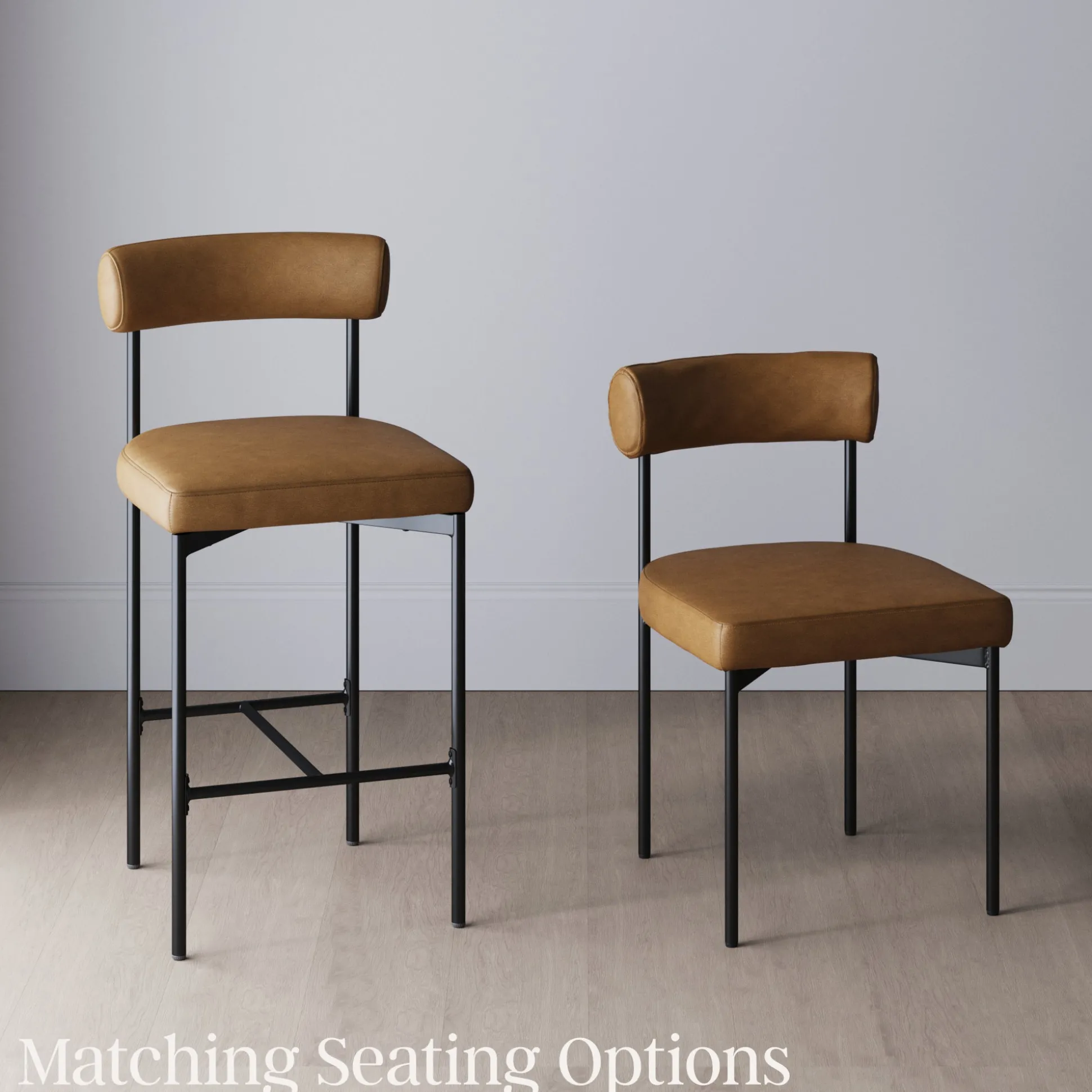 Faux Leather Counter Height Bar Stools Brown (Set of 4)