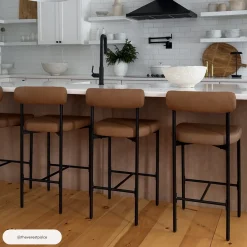Faux Leather Counter Height Bar Stools Brown (Set of 4)