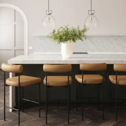 Faux Leather Counter Height Bar Stools Brown (Set of 4)