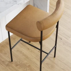 Faux Leather Counter Height Bar Stools Brown (Set of 4)