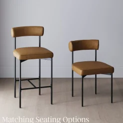 Faux Leather Counter Height Bar Stools Brown (Set of 2)