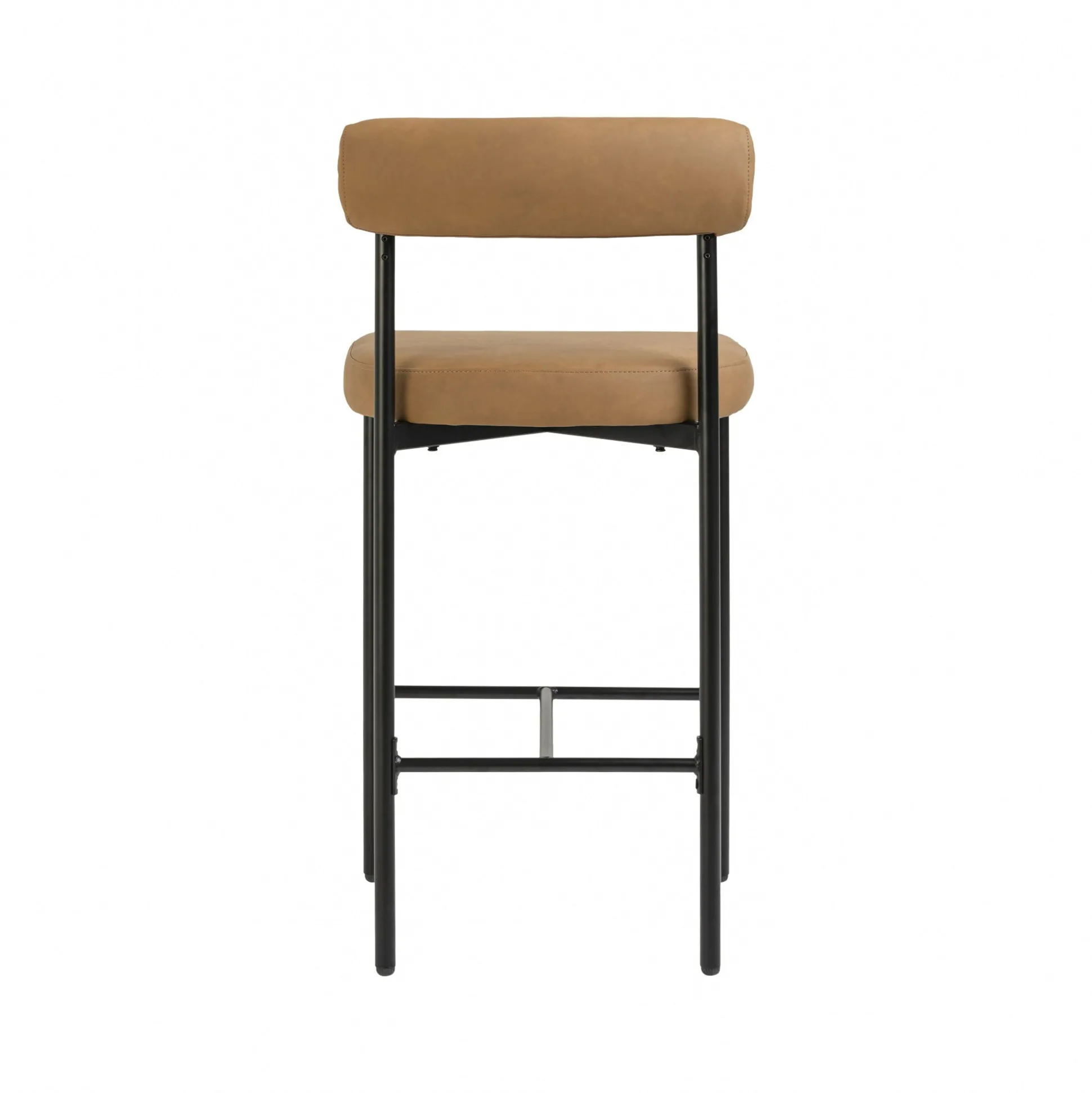 Faux Leather Counter Height Bar Stool Brown