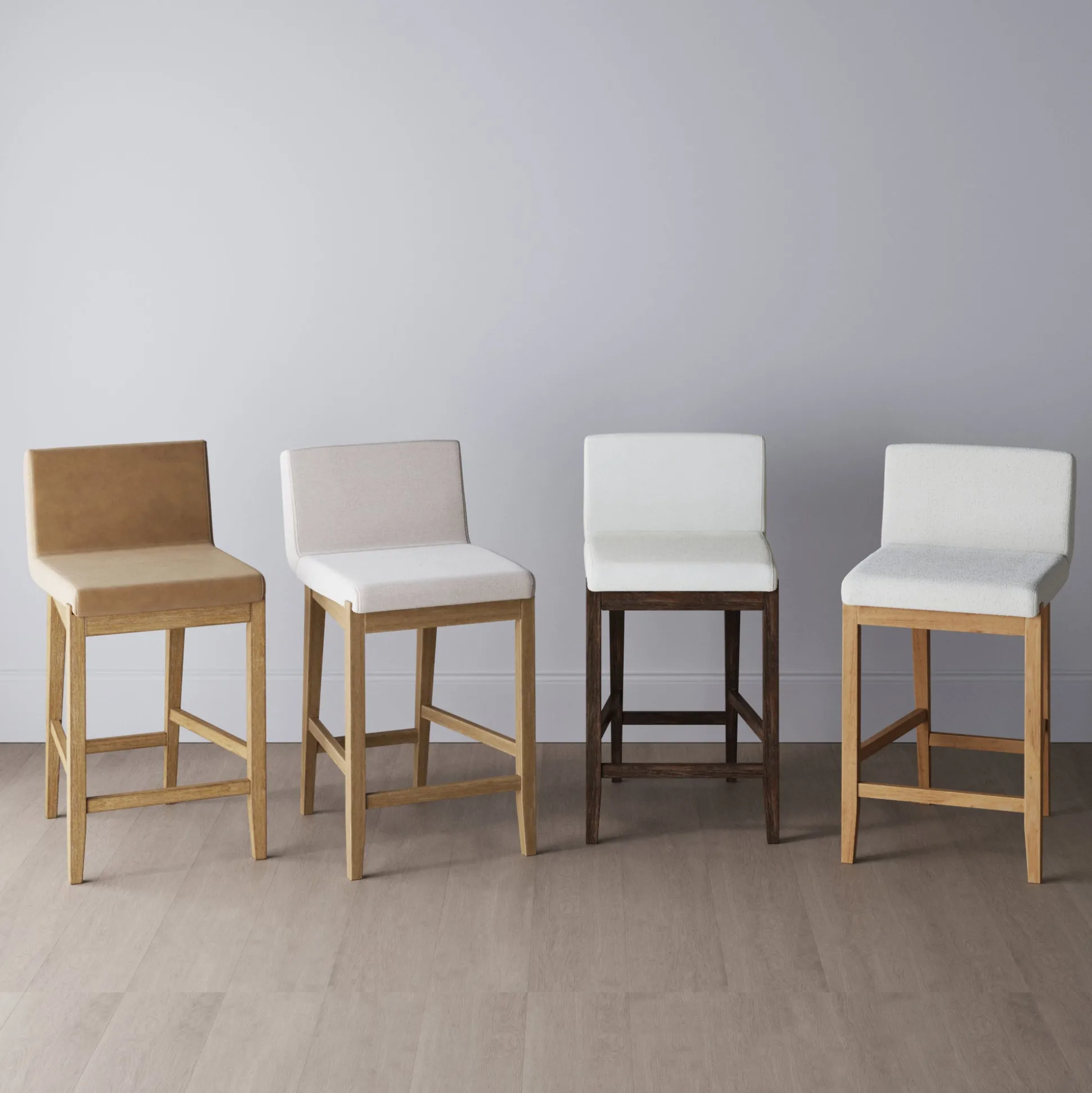 Faux Leather Counter Height Bar Stools Light Brown (Set of 4)