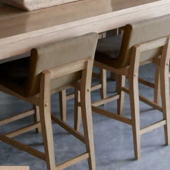 Faux Leather Counter Height Bar Stools Light Brown (Set of 3)
