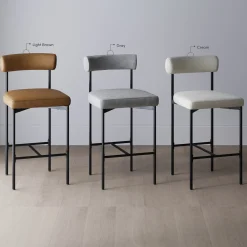 Faux Leather Counter Height Bar Stools Brown (Set of 3)