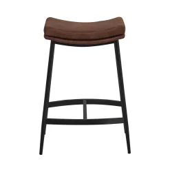 Faux Leather Counter Height Saddle Bar Stools (Set of 4)