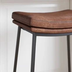 Faux Leather Counter Height Saddle Bar Stools (Set of 3)