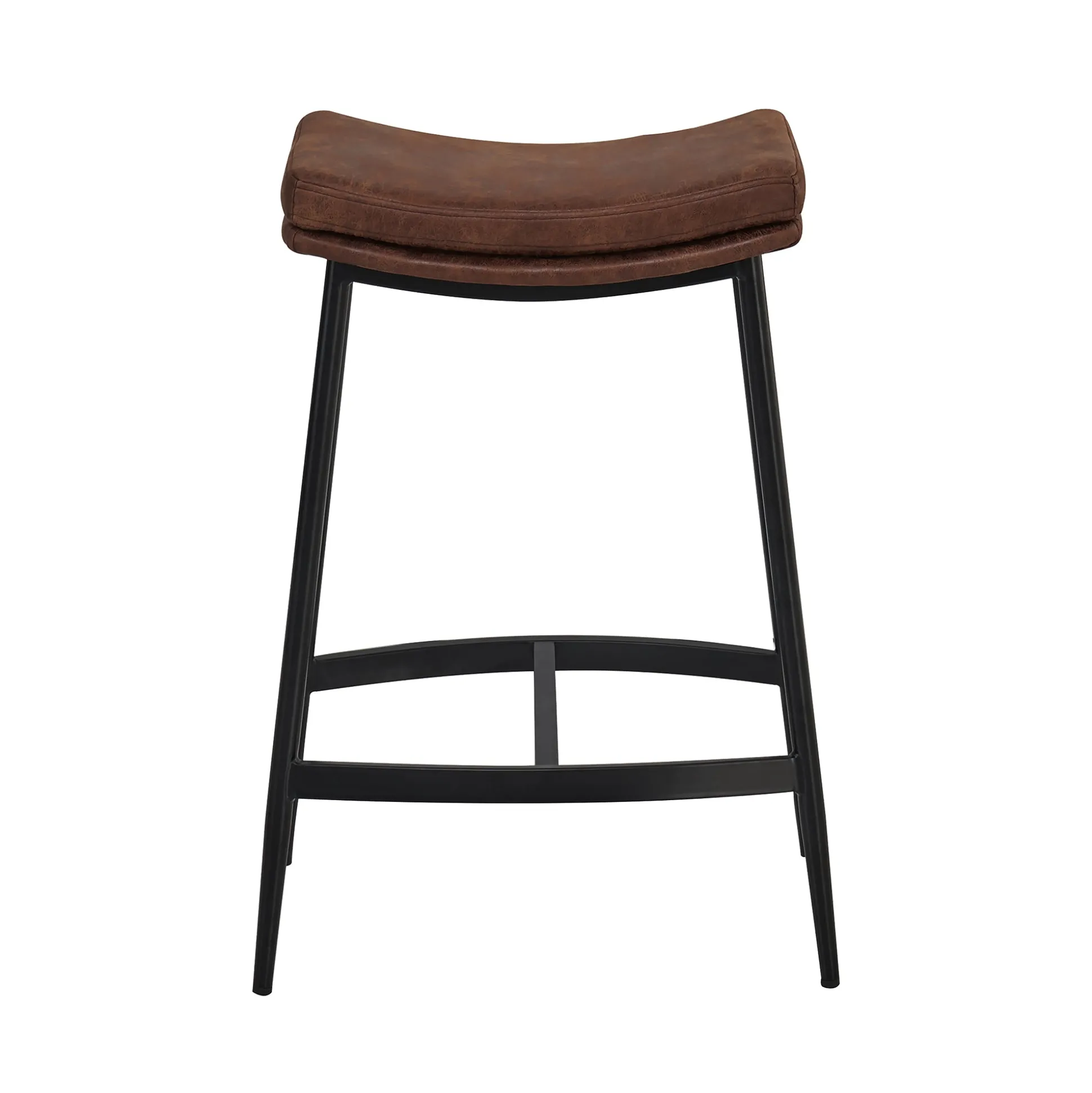 Faux Leather Counter Height Saddle Bar Stool