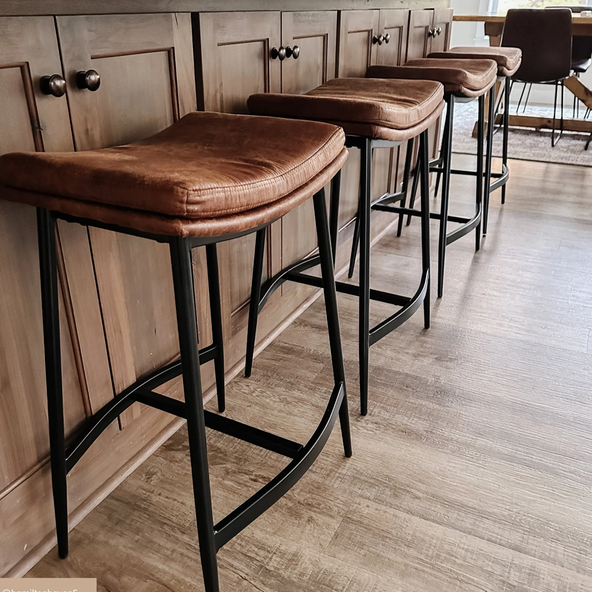 Faux Leather Counter Height Saddle Bar Stool