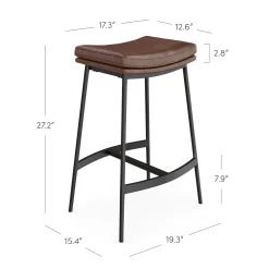 Faux Leather Counter Height Saddle Bar Stool
