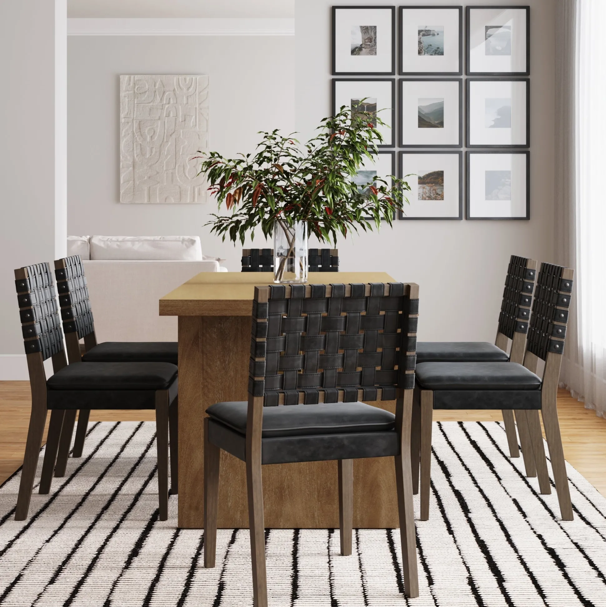 Faux Leather Dining Chairs Black (Set of 6)