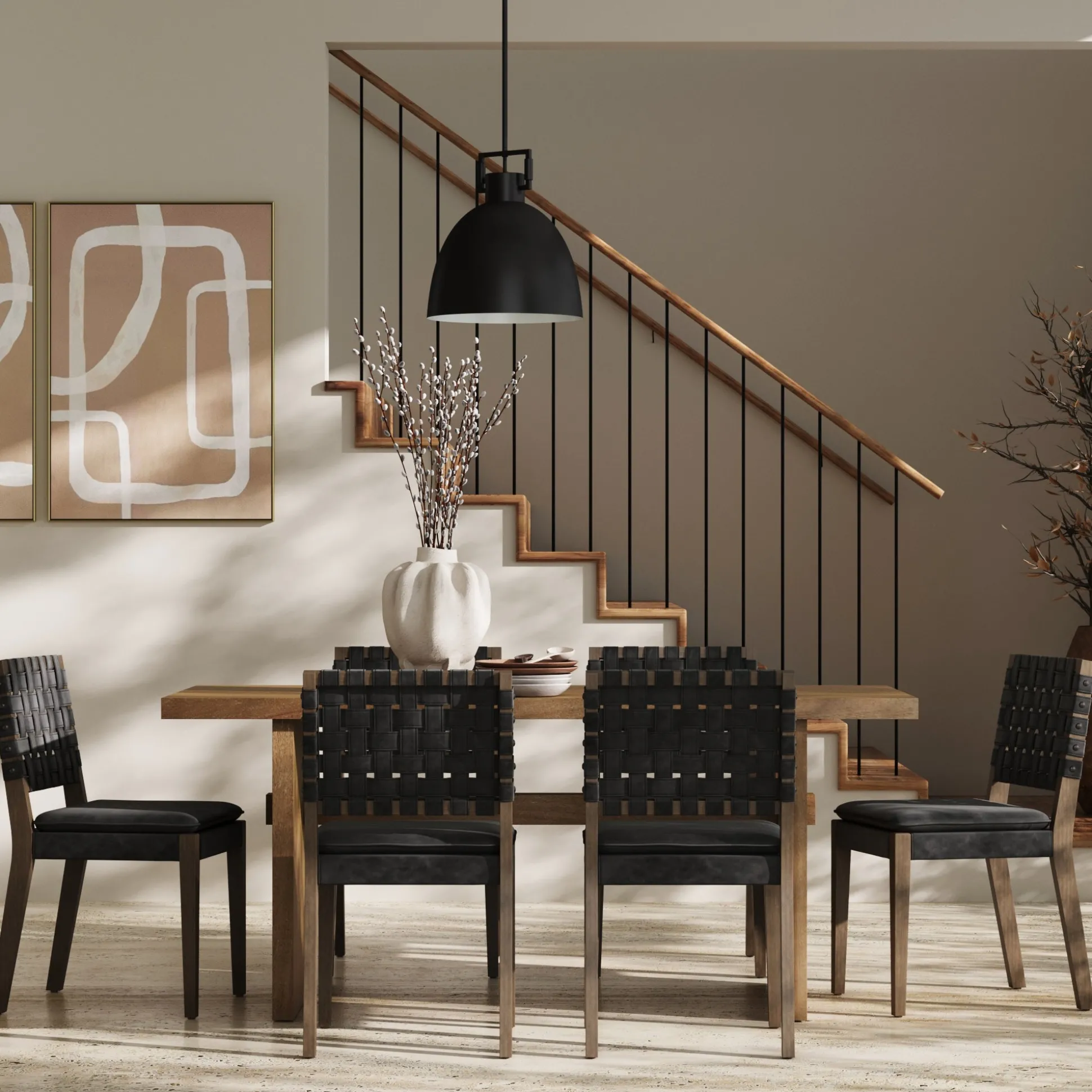 Faux Leather Dining Chairs Black (Set of 6)