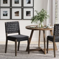 Faux Leather Dining Chairs Black (Set of 2)