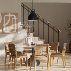 Faux Leather Dining Chairs Light Brown (Set of 6)