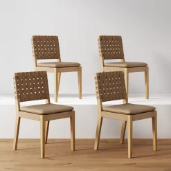 Faux Leather Dining Chairs Light Brown (Set of 4)