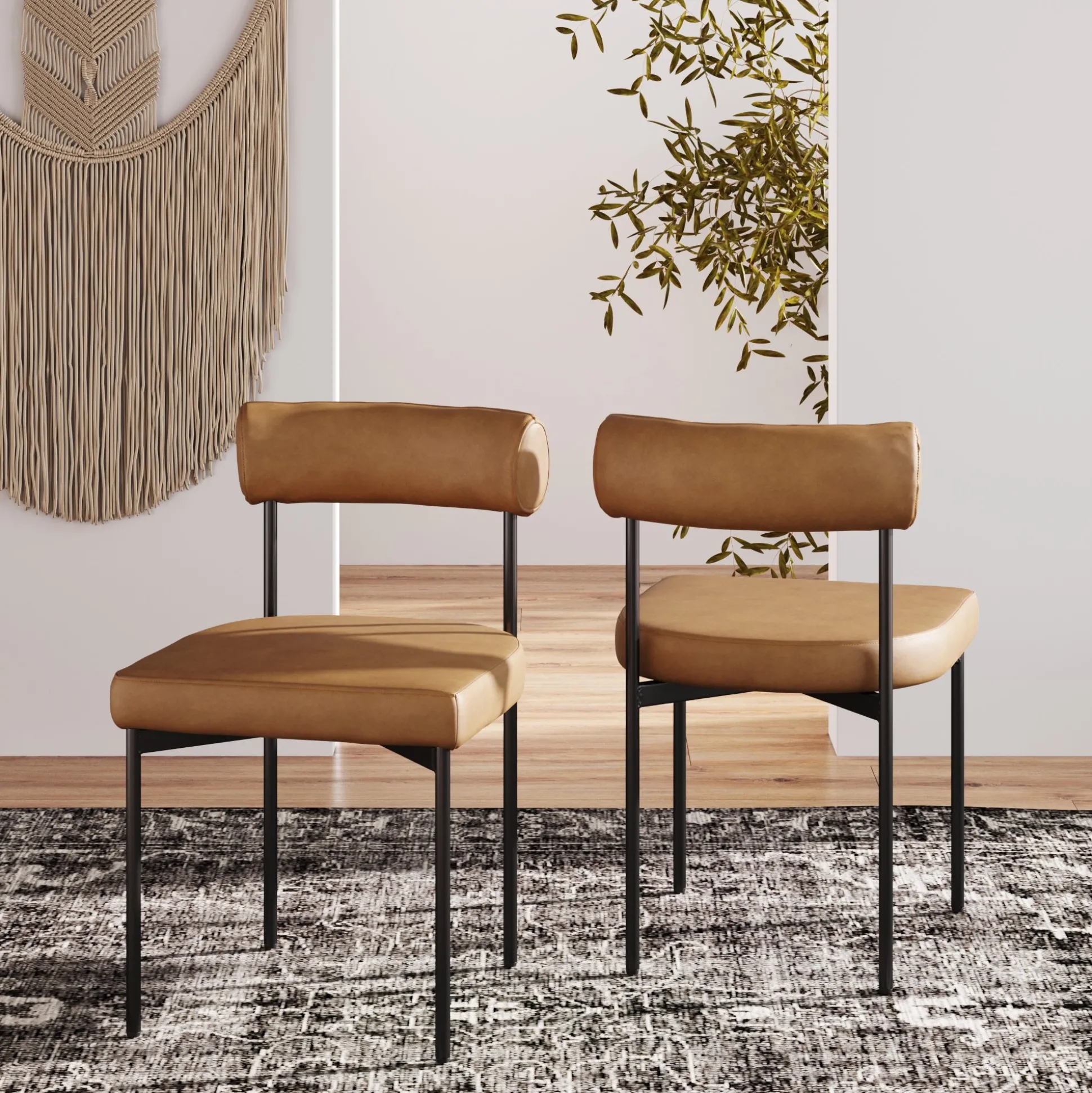 Faux Leather Modern Dining Chair (Set of 2)