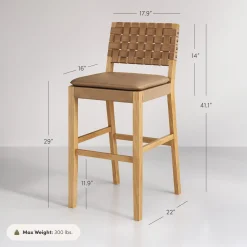 Faux Leather Woven Bar Stools Brown (Set of 4)