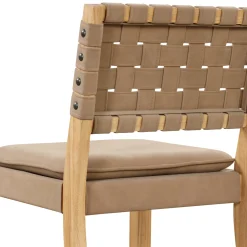 Faux Leather Woven Bar Stools Brown (Set of 3)