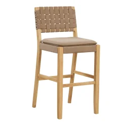 Faux Leather Woven Bar Stools Brown (Set of 3)