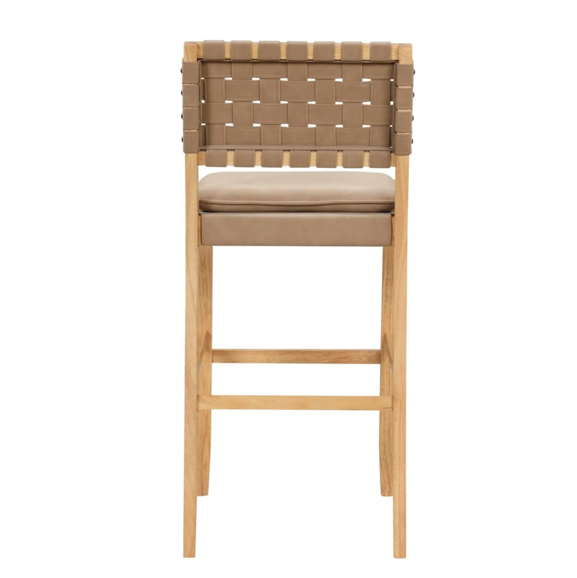 Faux Leather Woven Bar Stools Brown (Set of 3)