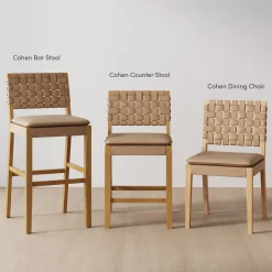 Faux Leather Woven Bar Stools Brown (Set of 2)