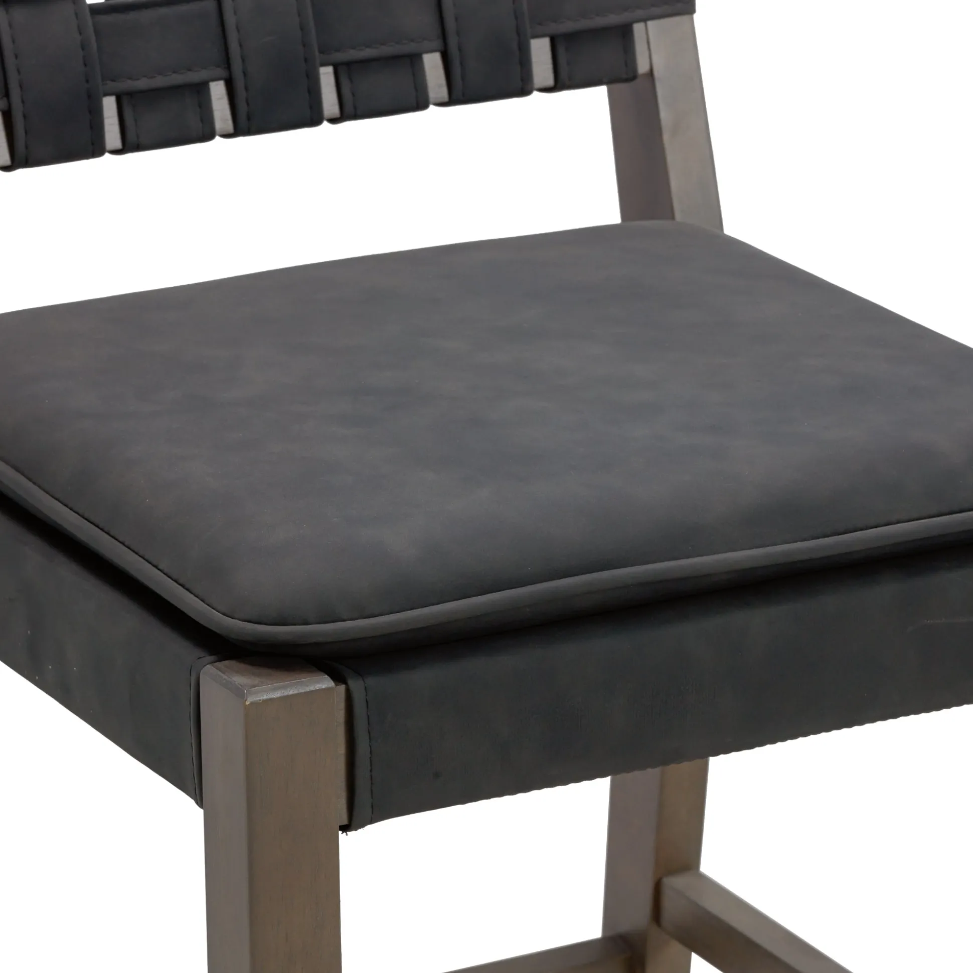 Faux Leather Woven Bar Stools Black (Set of 3)
