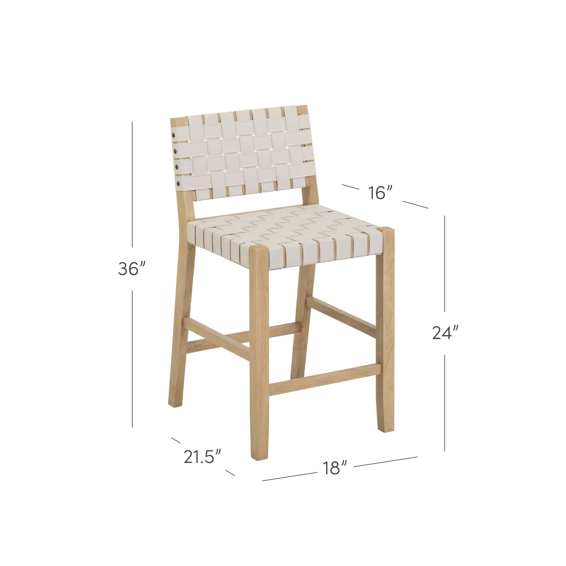 Faux Leather Woven Counter Height Bar Stools Off White (Set of 4)
