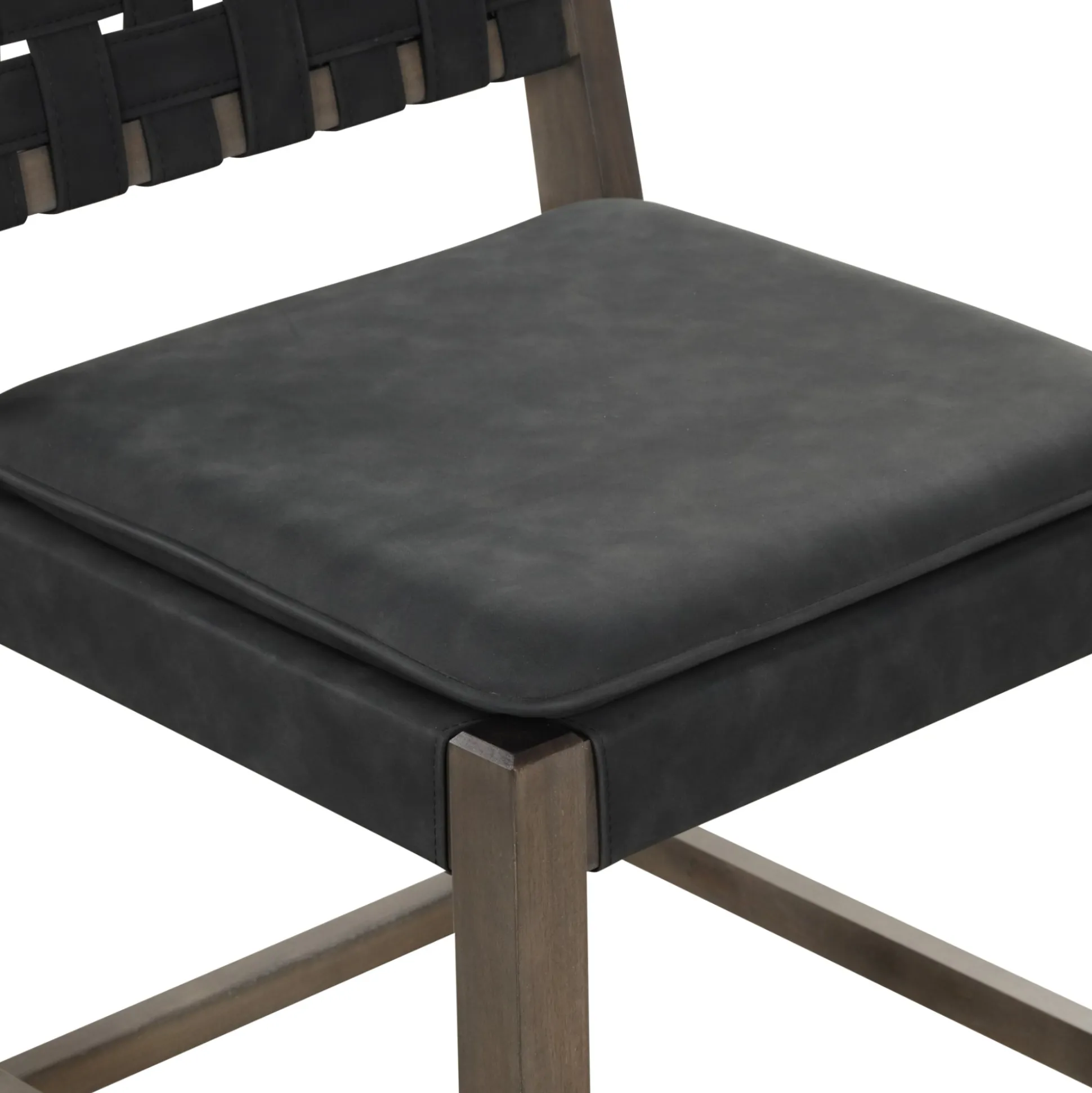 Faux Leather Woven Counter Height Bar Stools Black (Set of 2)
