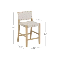 Faux Leather Woven Counter Height Bar Stools Off White (Set of 2)