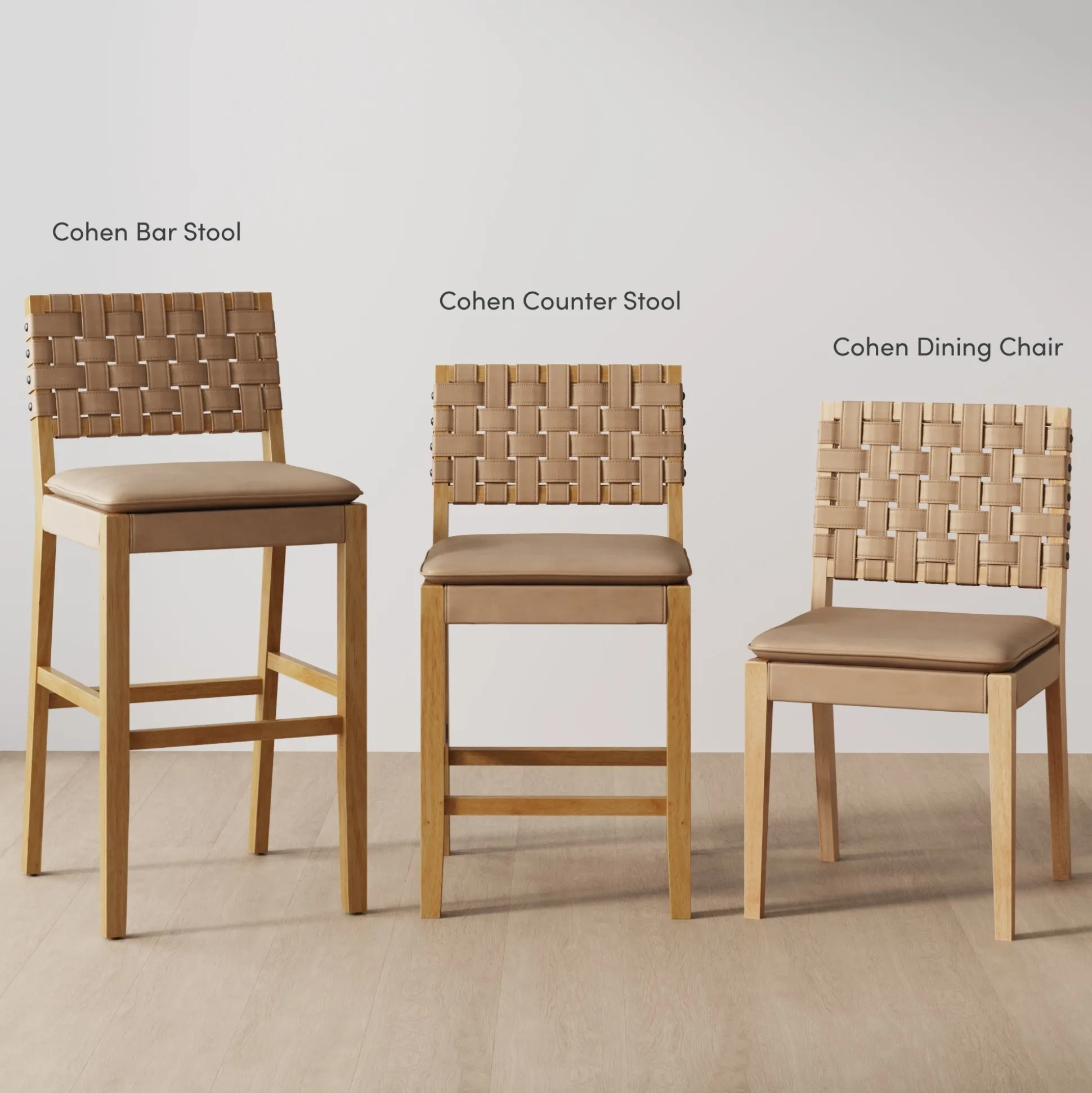Faux Leather Woven Counter Height Bar Stool Brown
