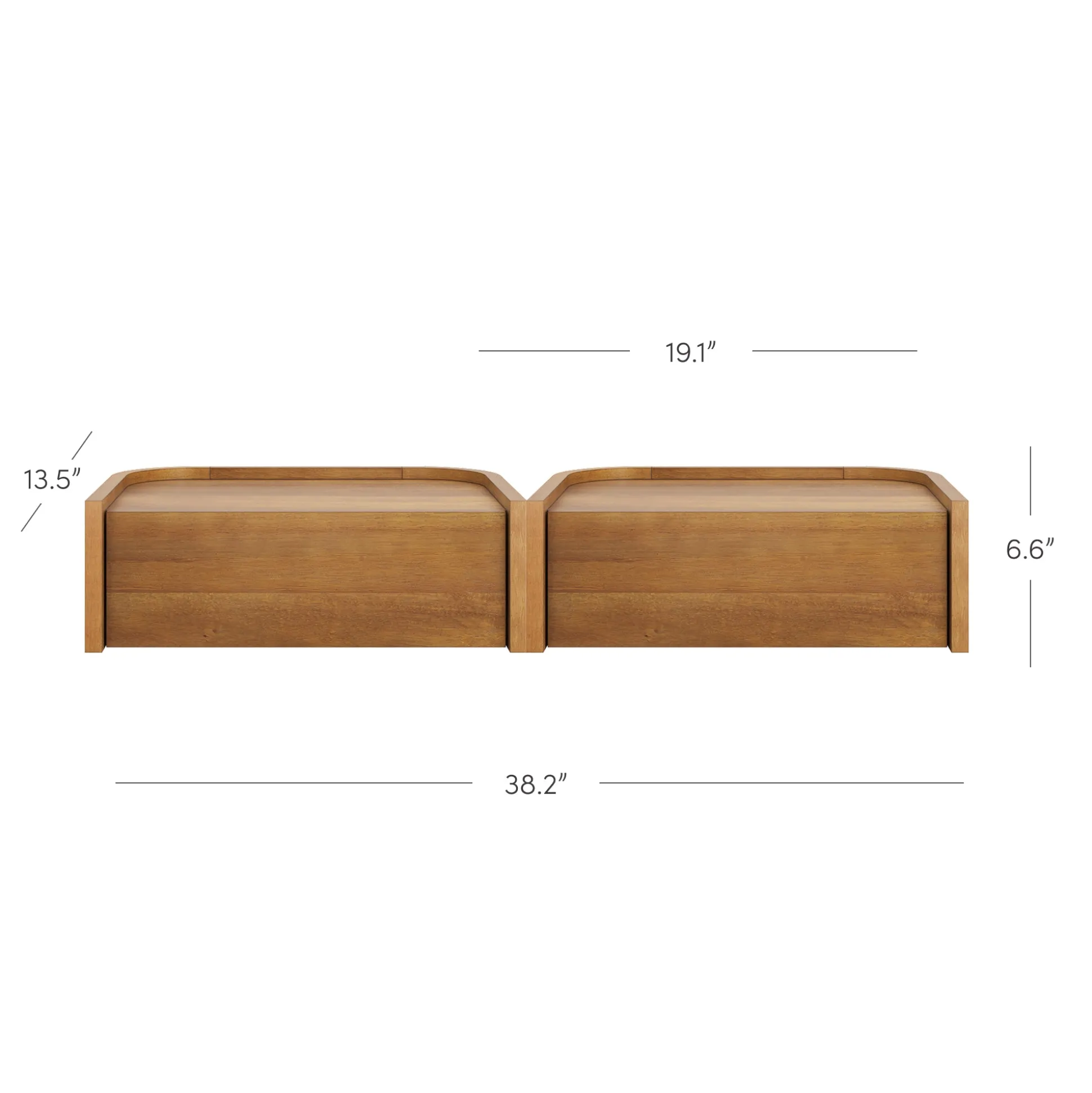 Floating 1-Drawer Rounded Nightstand Light Brown (Set of 2)
