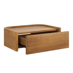 Floating 1-Drawer Rounded Nightstand Light Brown (Set of 2)