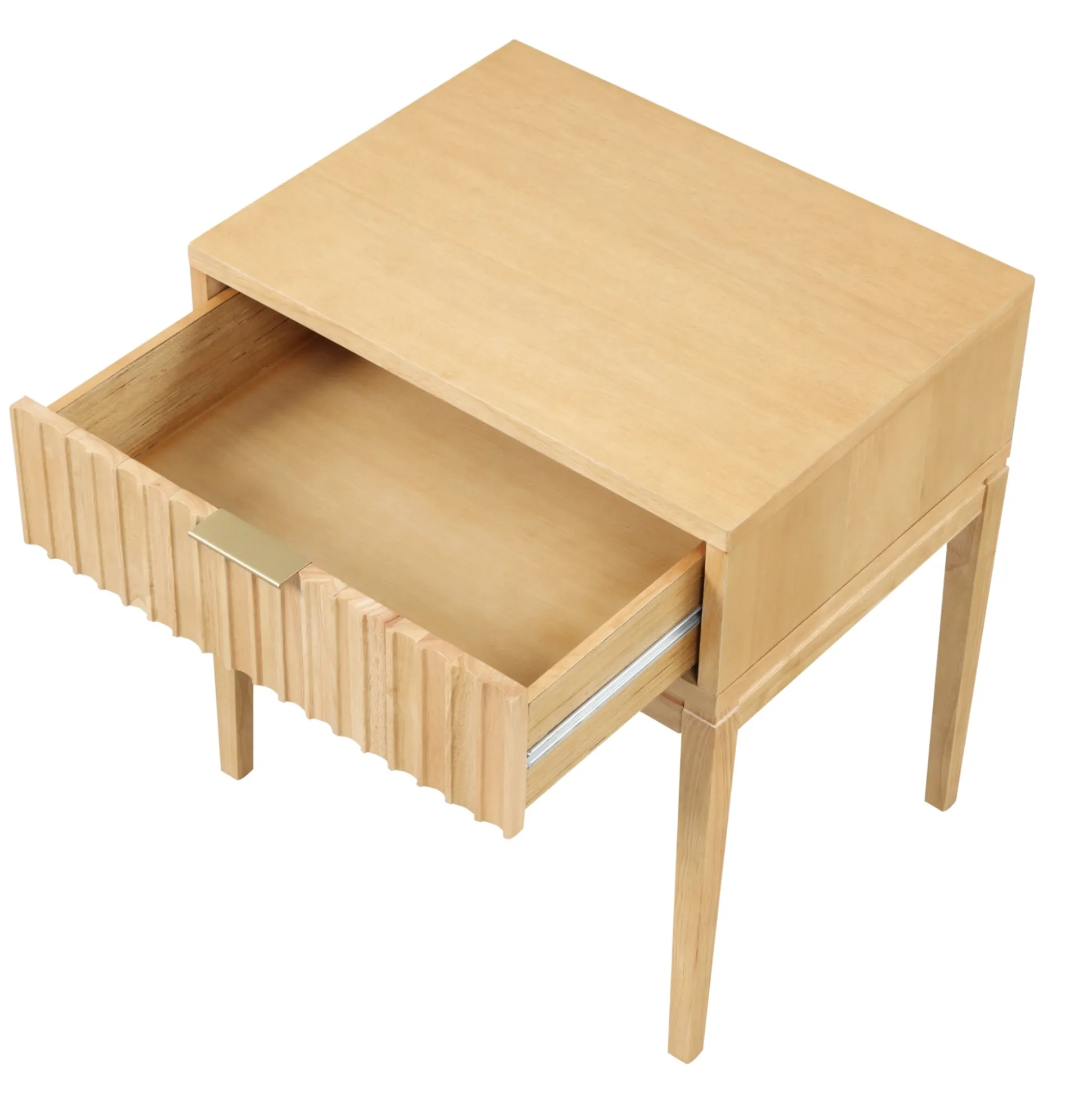Fluted Dresser and 2 Nightstands Set Warm Pine