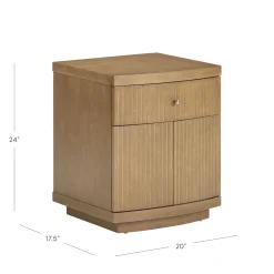 Fluted Nightstand with Drawer and Cabinet Storage Light Brown (Set of 2)