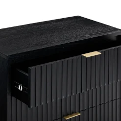 Fluted Wood Bedroom Set Black Oak