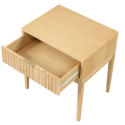 Fluted Wood Bedroom Set Warm Pine
