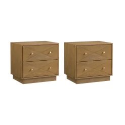 Geometric Wood Modern Nightstands Light Brown (Set of 2)