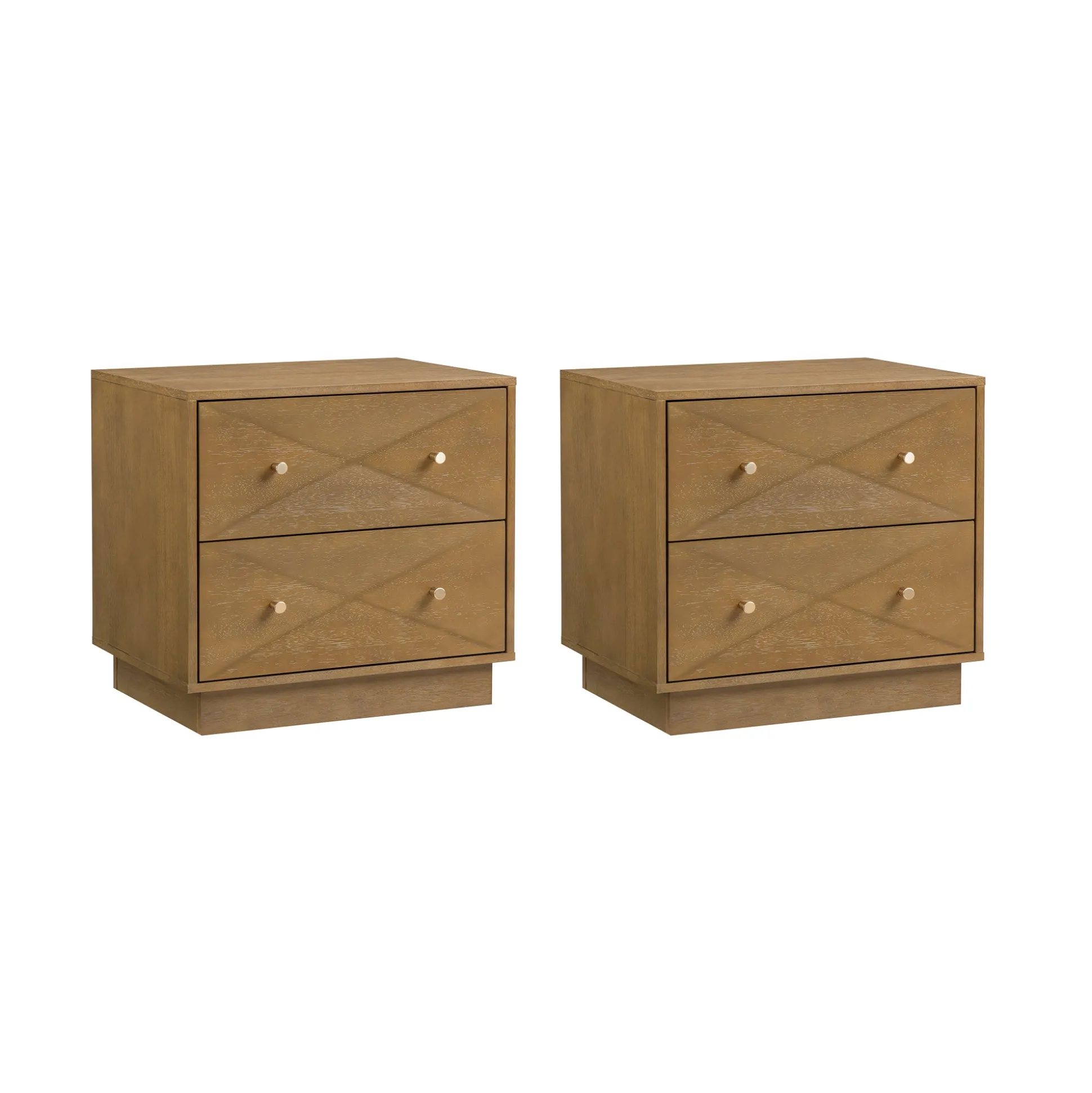 Geometric Wood Modern Nightstands Light Brown (Set of 2)