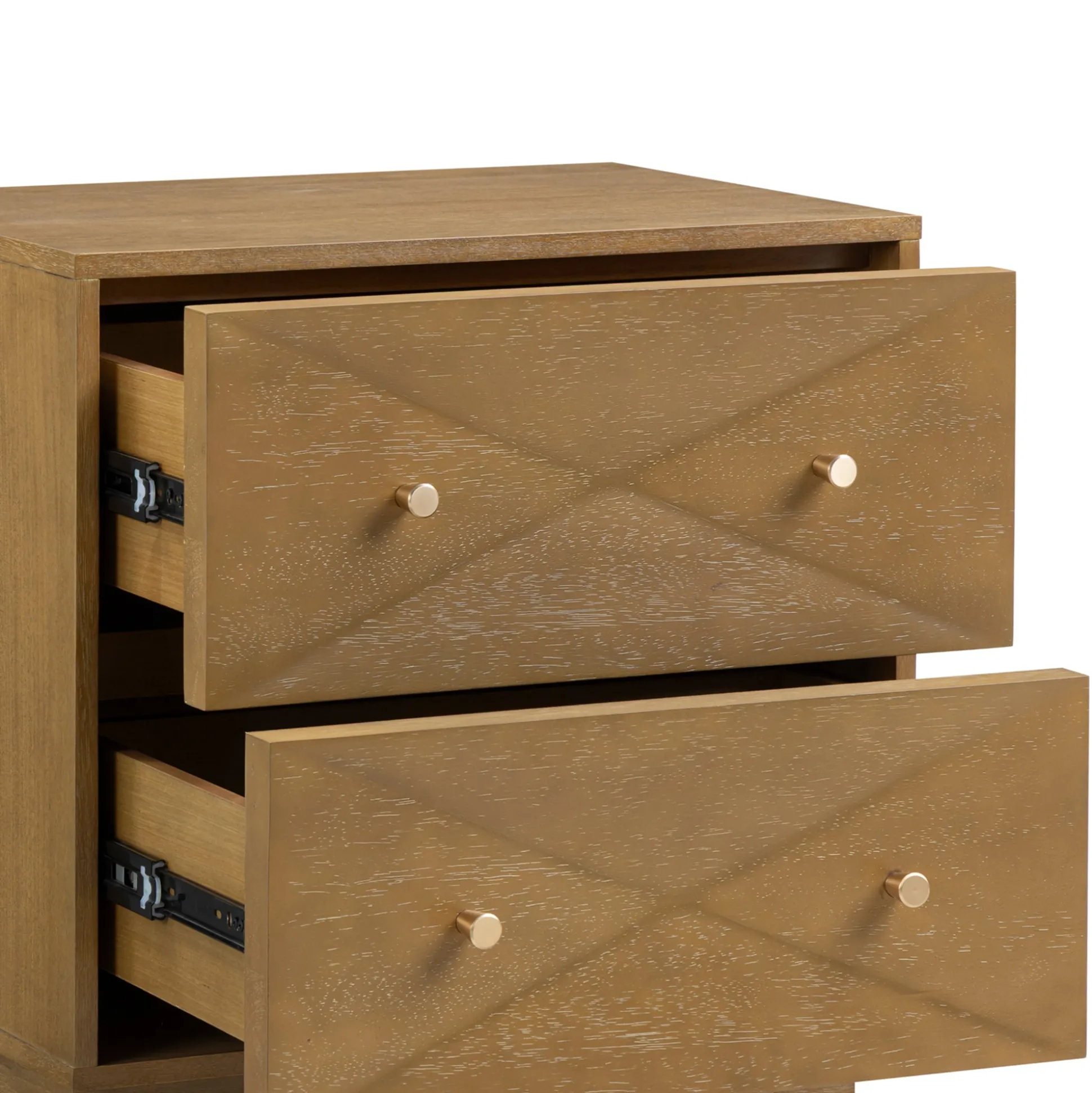 Geometric Wood Modern Nightstands Light Brown (Set of 2)