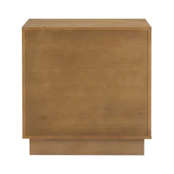 Geometric Wood Modern Nightstand with 2 Drawers Light Brown