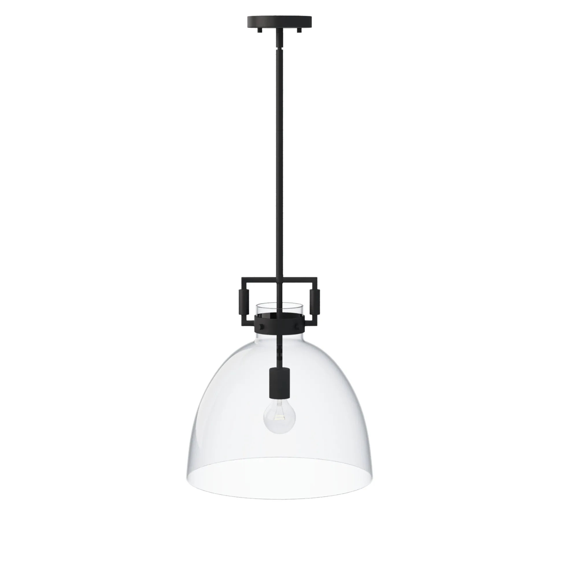 Glass Dome Pendant Lights Black (Set of 2)