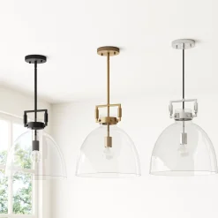 Glass Dome Pendant Lights Black (Set of 2)