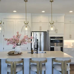 Glass Dome Pendant Lights Brass (Set of 2)