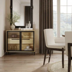Glass TV Stand Console Cabinet with Doors for TVs up to 65"