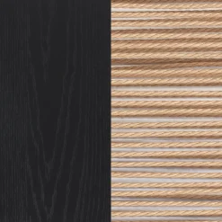 Grooved Door Storage Cabinet Credenza Black Oak (Set of 3)